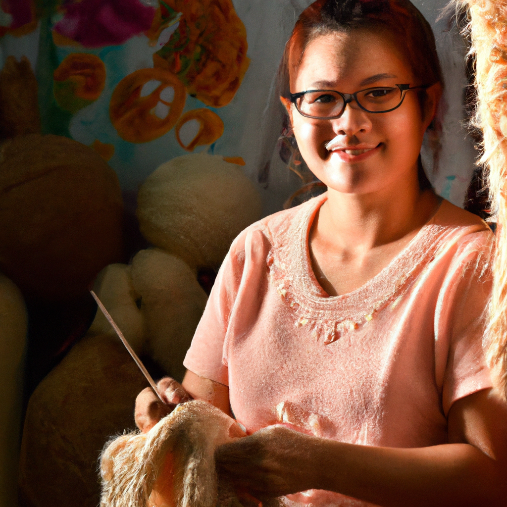 Portrait d’Élise, fondatrice et formatrice, dans l’atelier.